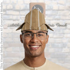Sanyan Yoruba Abetiaja Cap: Aso Oke Fila, African Men's Traditional Hat