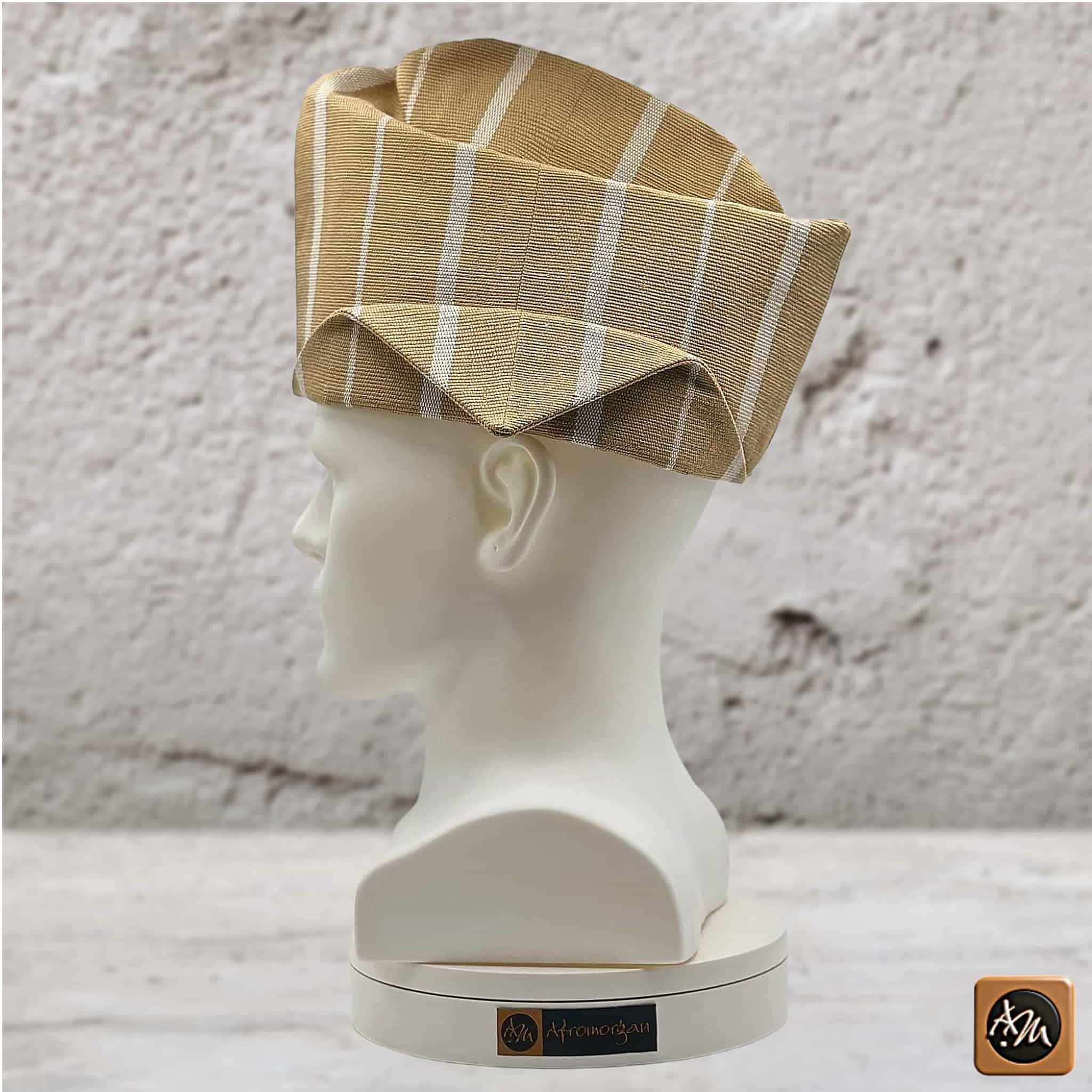 Sanyan Yoruba Abetiaja Cap: Aso Oke Fila, African Men's Traditional Hat