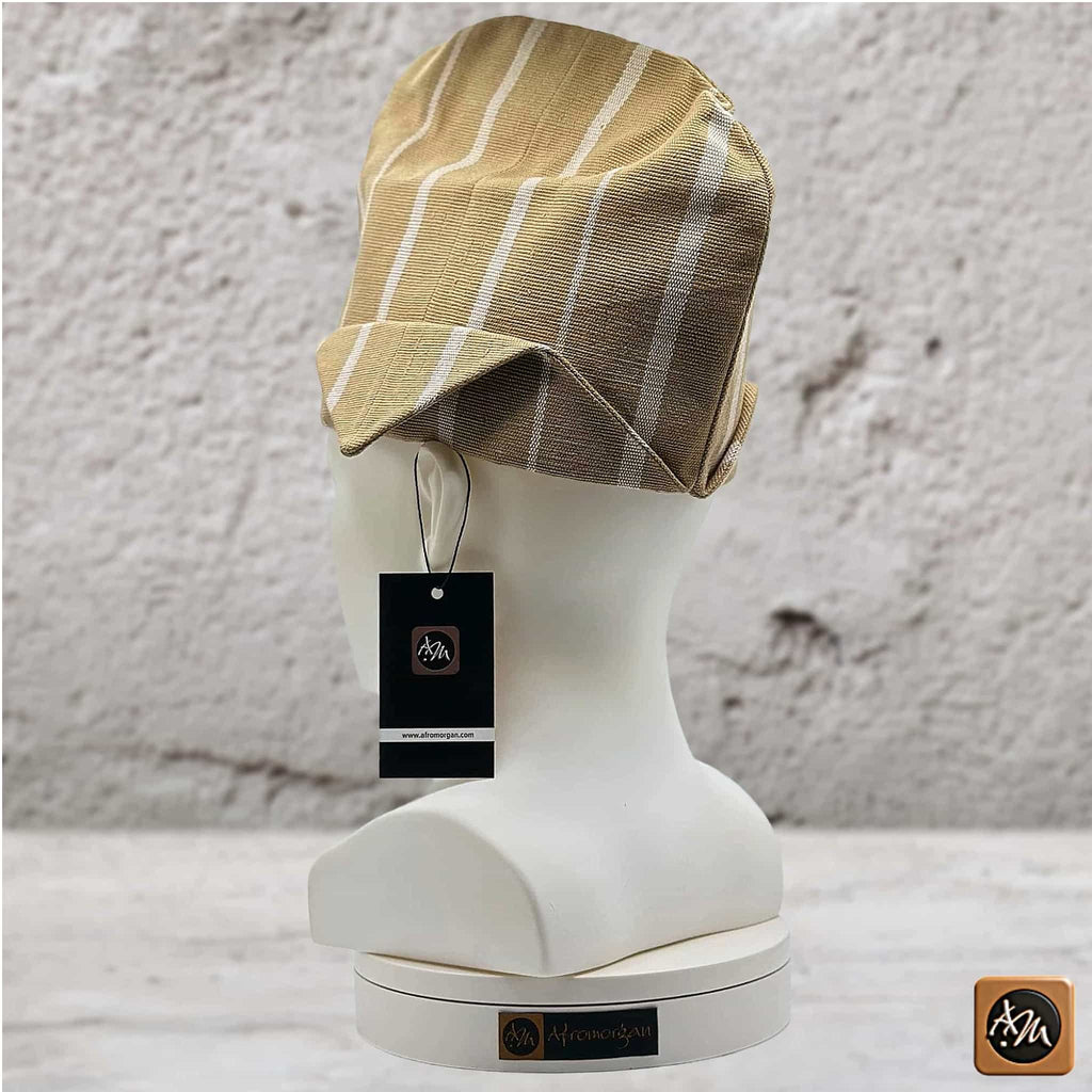 Sanyan Yoruba Abetiaja Cap: Aso Oke Fila, African Men's Traditional Hat