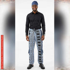 Ankara Patchwork Men’s Pants, Tribal Trousers, Fringed Wide Leg Bottoms, Bold Festival Bottom