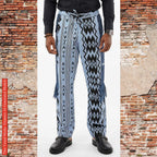 Ankara Patchwork Men’s Pants, Tribal Trousers, Fringed Wide Leg Bottoms, Bold Festival Bottom