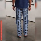 Ankara Patchwork Men’s Pants, Tribal Trousers, Fringed Wide Leg Bottoms, Bold Festival Bottom