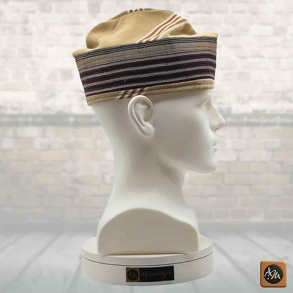 Yoruba Aso Oke Fila, Traditional Nigerian Ceremonial Headpiece, Tribal Gobi Cap