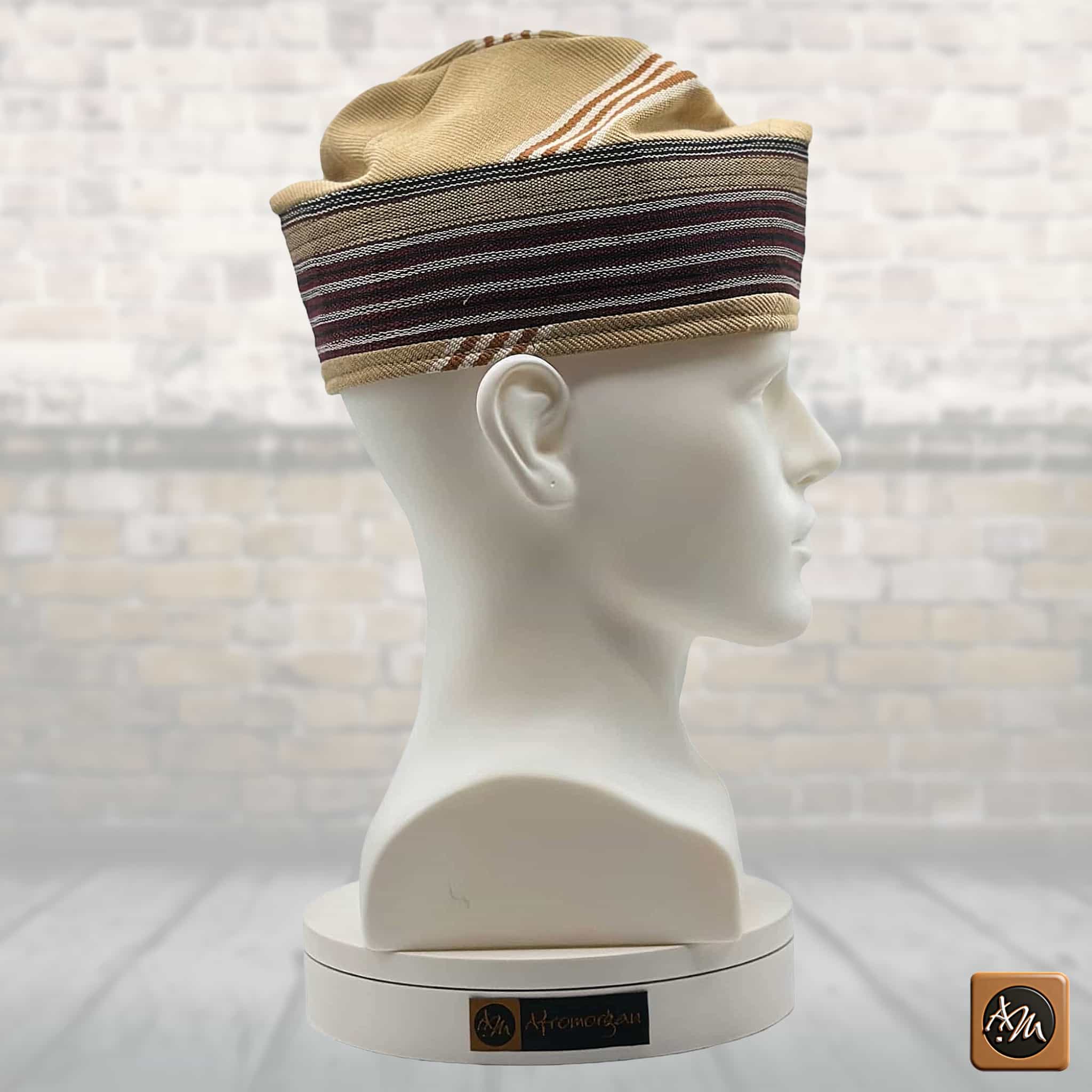 Yoruba Aso Oke Fila, Traditional Nigerian Ceremonial Headpiece, Tribal Gobi Cap