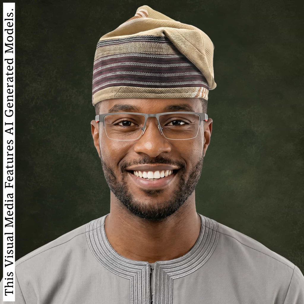 Yoruba Aso Oke Fila, Traditional Nigerian Ceremonial Headpiece, Tribal Gobi Cap