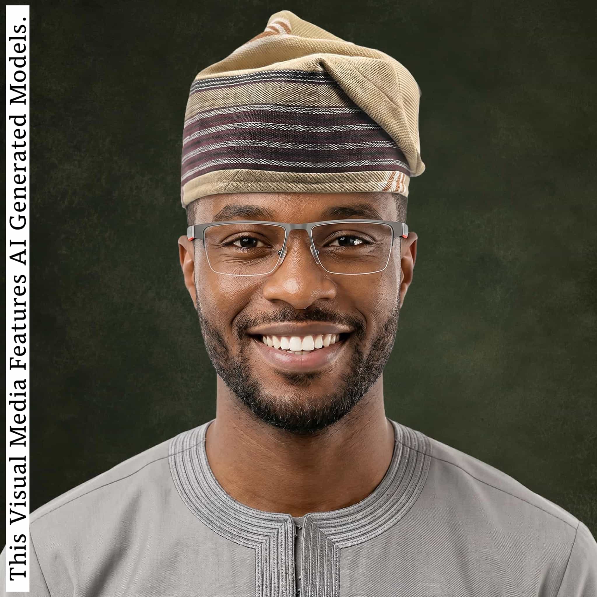 Yoruba Aso Oke Fila, Traditional Nigerian Ceremonial Headpiece, Tribal Gobi Cap