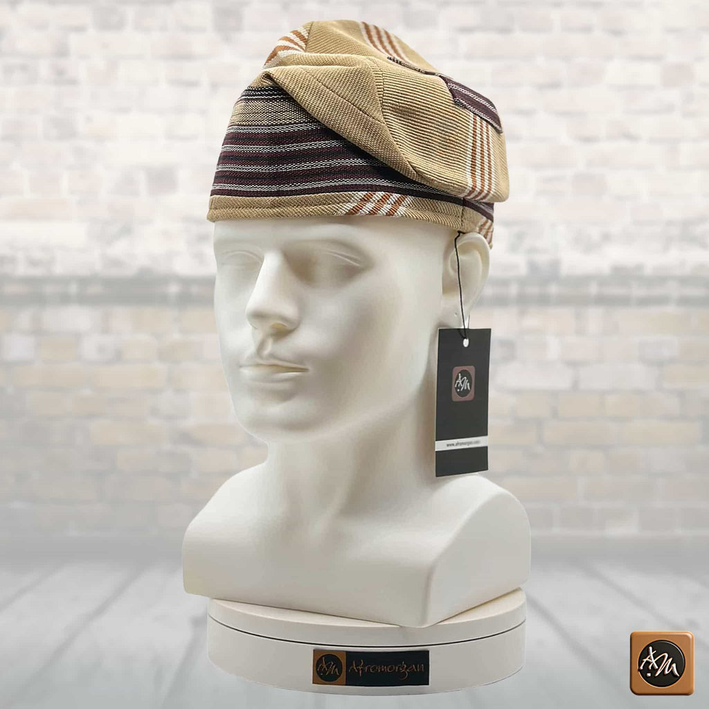 Yoruba Aso Oke Fila, Traditional Nigerian Ceremonial Headpiece, Tribal Gobi Cap