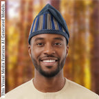 Yoruba Aso Oke Fila: African Men's Traditional Mixed match Gobi Cap