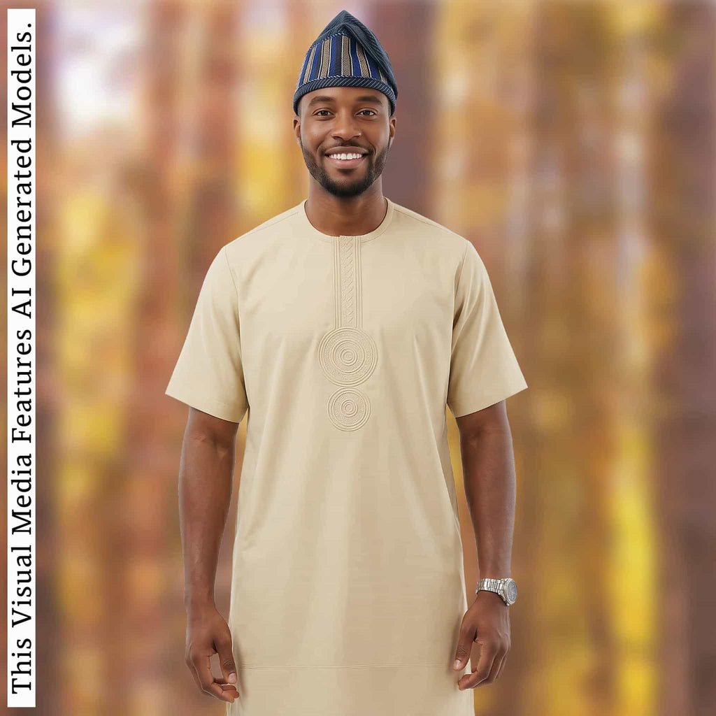 Yoruba Aso Oke Fila: African Men's Traditional Mixed match Gobi Cap