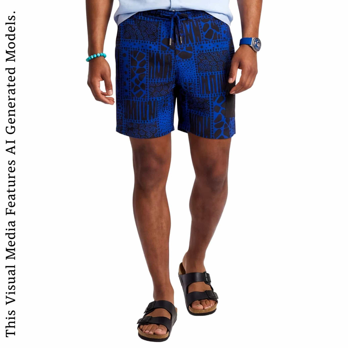 African Ankara Print Men's Shorts NVB: Vibrant Patchwork, Combat Pocket