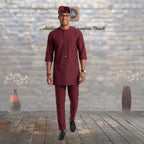 Nigerian Handmade Kaftan Set For Men, Custom Tailored Yoruba Two Piece Outfit