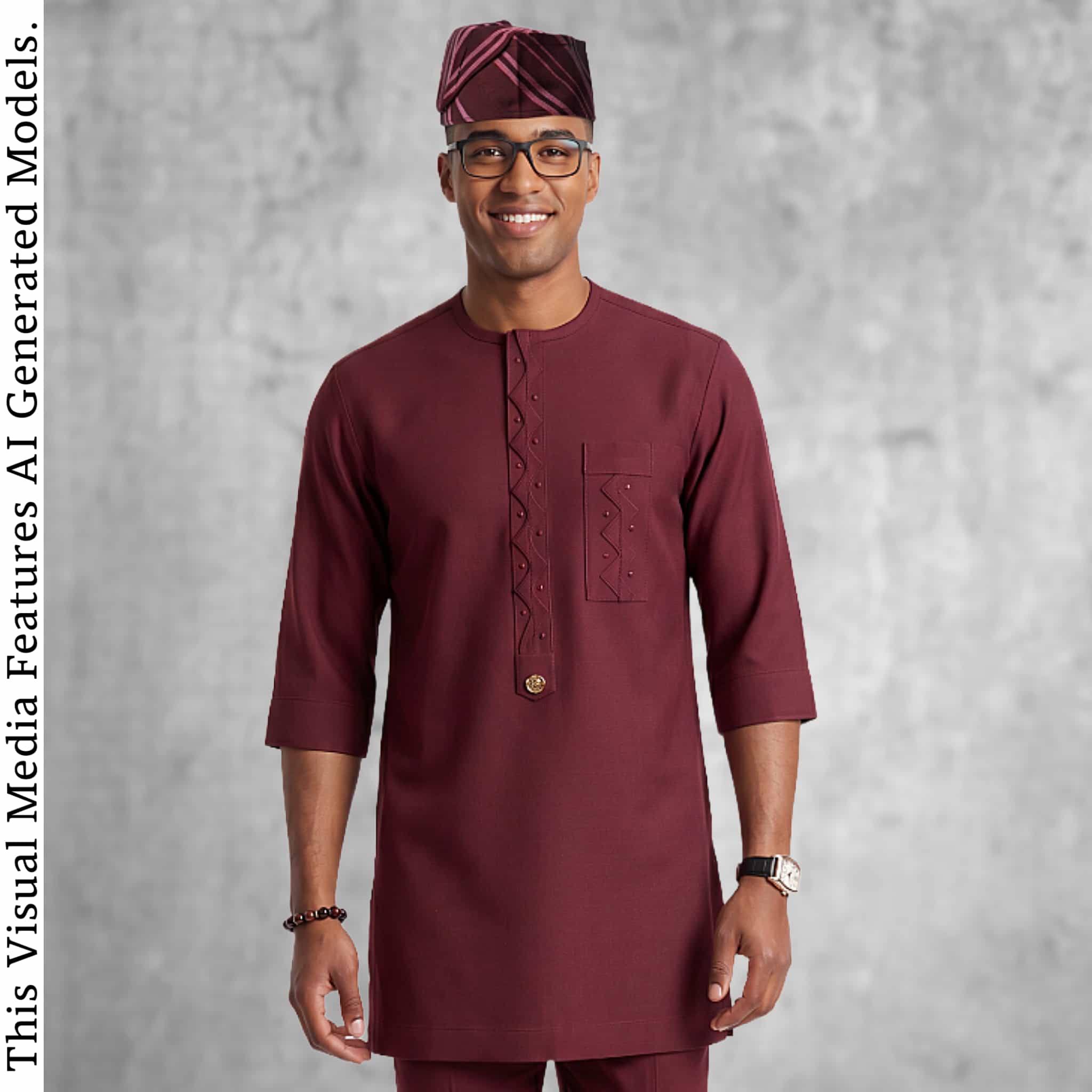 Nigerian Handmade Kaftan Set For Men, Custom Tailored Yoruba Two Piece Outfit