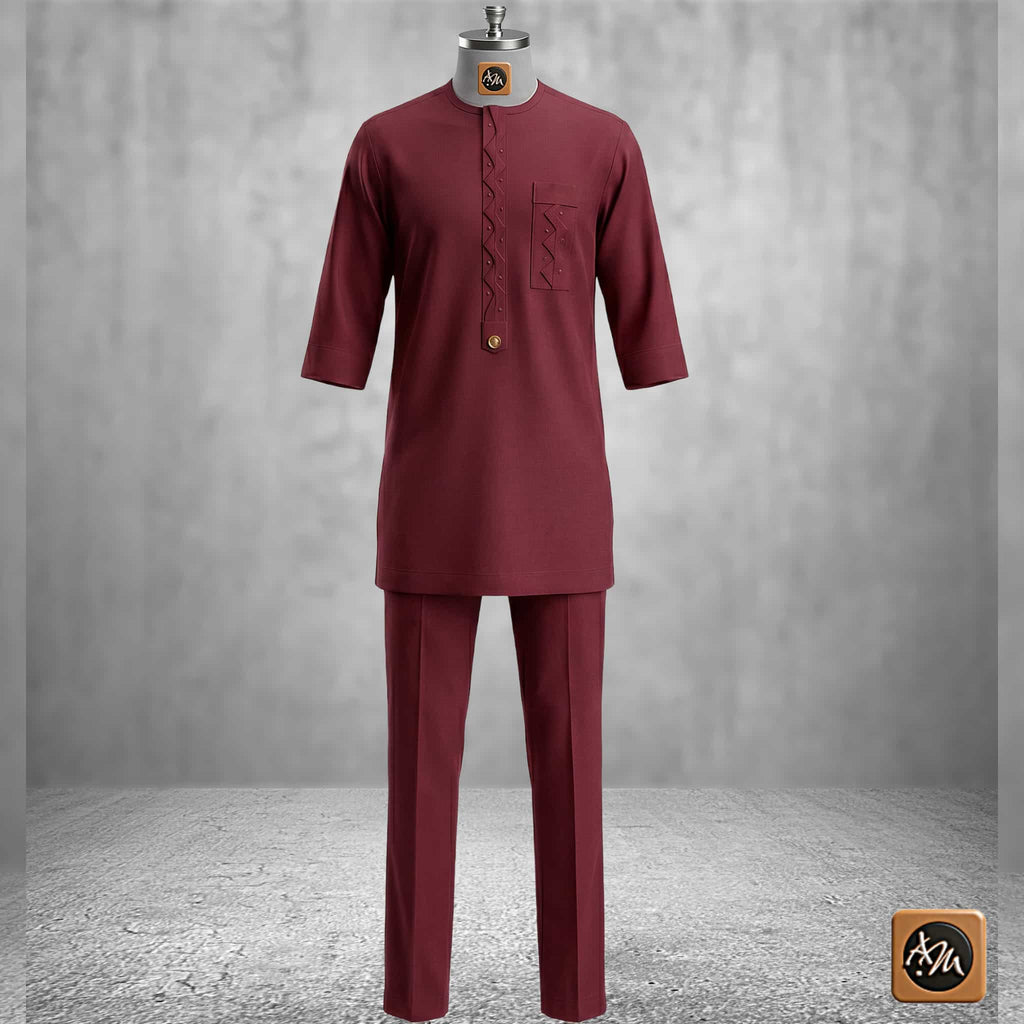 Nigerian Handmade Kaftan Set For Men, Custom Tailored Yoruba Two Piece Outfit