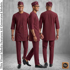 Nigerian Handmade Kaftan Set For Men, Custom Tailored Yoruba Two Piece Outfit