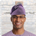 Purple Handwoven Aso Oke Fila Hat, Authentic Yoruba Wedding Headwear