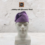 Purple Handwoven Aso Oke Fila Hat, Authentic Yoruba Wedding Headwear