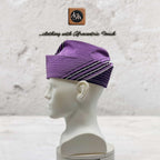 Purple Handwoven Aso Oke Fila Hat, Authentic Yoruba Wedding Headwear