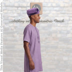 Purple Handwoven Aso Oke Fila Hat, Authentic Yoruba Wedding Headwear