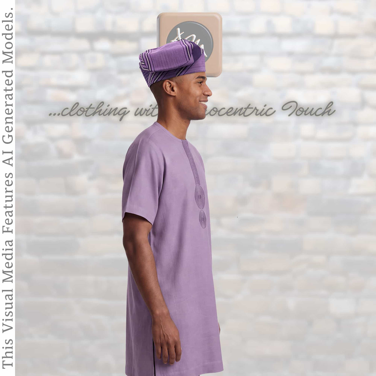 Purple Handwoven Aso Oke Fila Hat, Authentic Yoruba Wedding Headwear