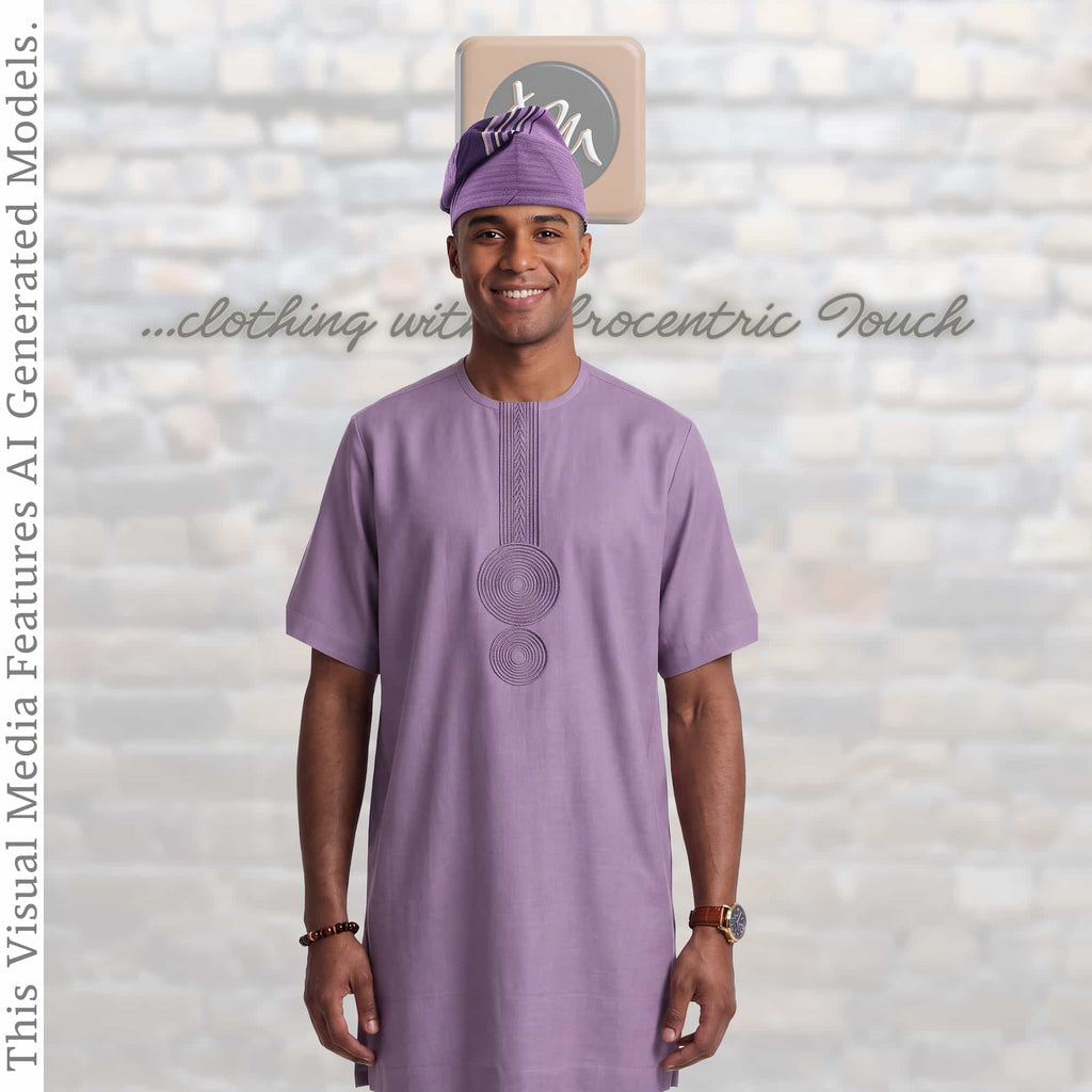 Purple Handwoven Aso Oke Fila Hat, Authentic Yoruba Wedding Headwear