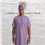 Purple Handwoven Aso Oke Fila Hat, Authentic Yoruba Wedding Headwear