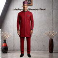Men's Red Pinstripes Kaftan Set, Nigerian Traditional Wear, VIP Special Occasion Outfit