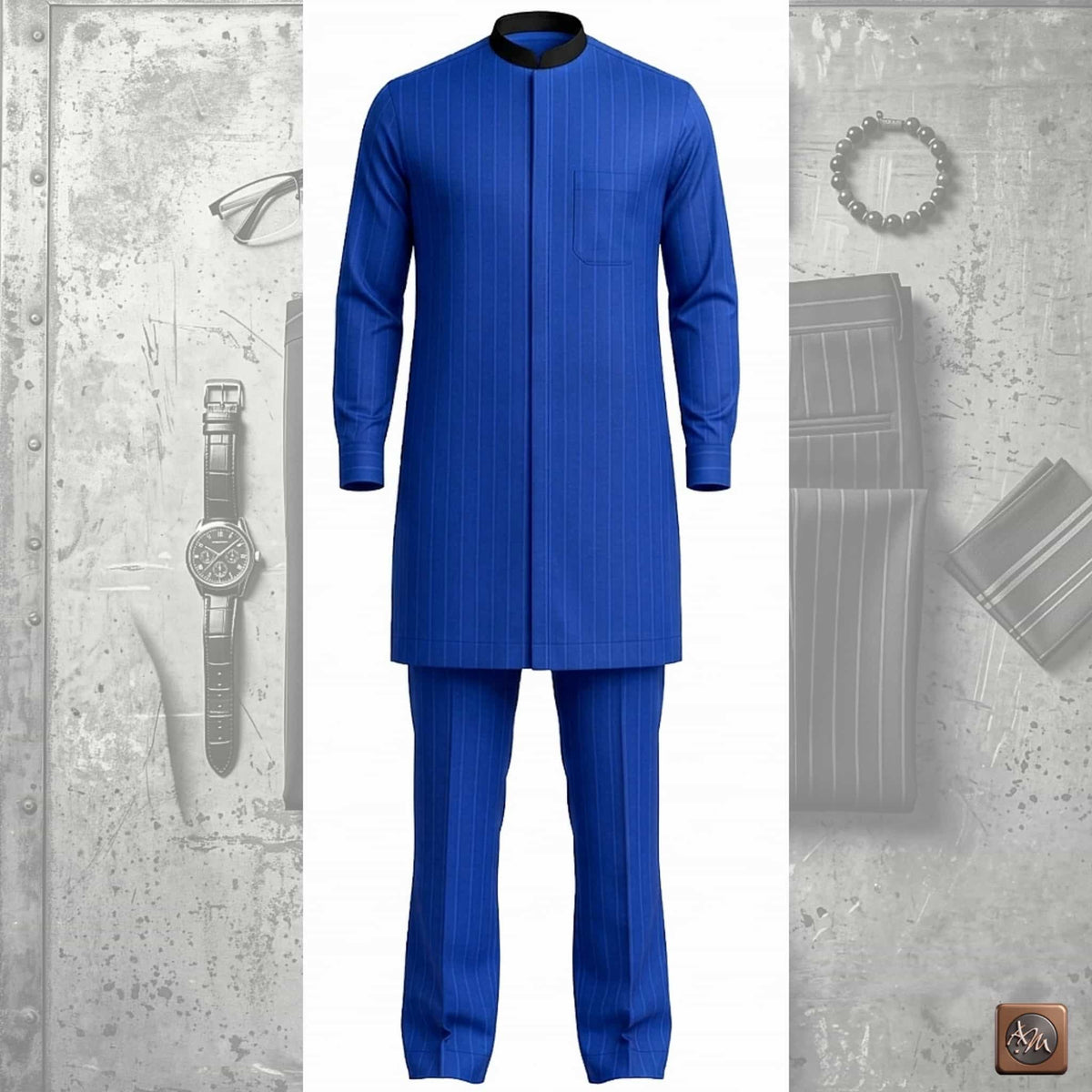 Men's Red Pinstripes Kaftan Set, Nigerian Traditional Wear, VIP Special Occasion Outfit