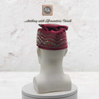 Handmade Red Velvet Chief Cap, Embroidered Nigerian Men's Wedding Headwear