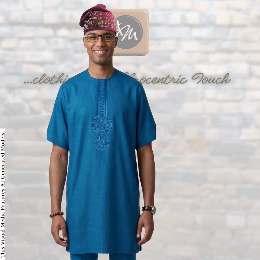 Handmade Red Velvet Chief Cap, Embroidered Nigerian Men's Wedding Headwear