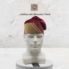 Ruby Red Embroidered Velvet Aso Oke Patched Yoruba Cap