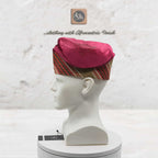 Ruby Red Embroidered Velvet Aso Oke Patched Yoruba Cap