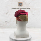 Ruby Red Embroidered Velvet Aso Oke Patched Yoruba Cap