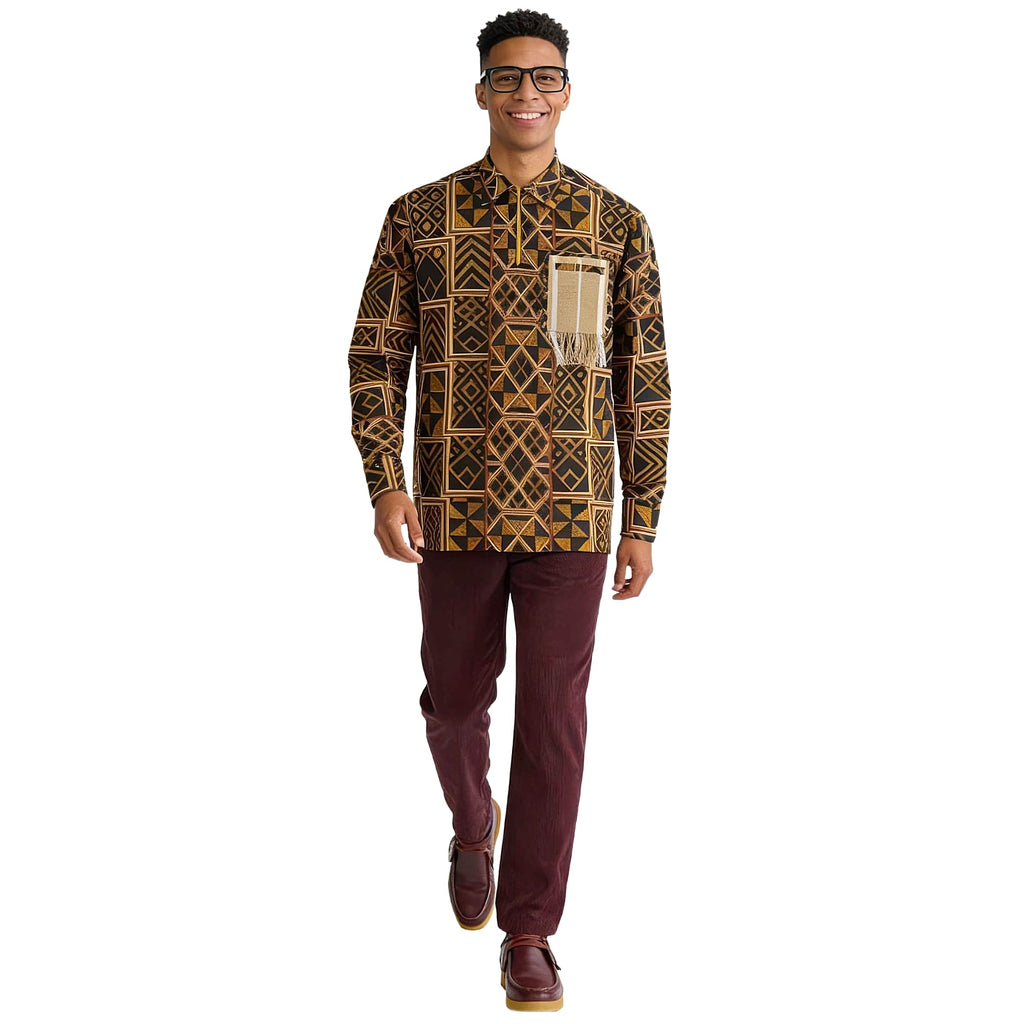 African Print Casual Long Sleeve Shirt