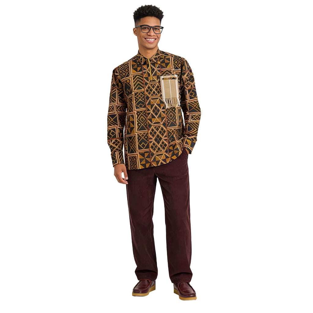 African Print Casual Long Sleeve Shirt