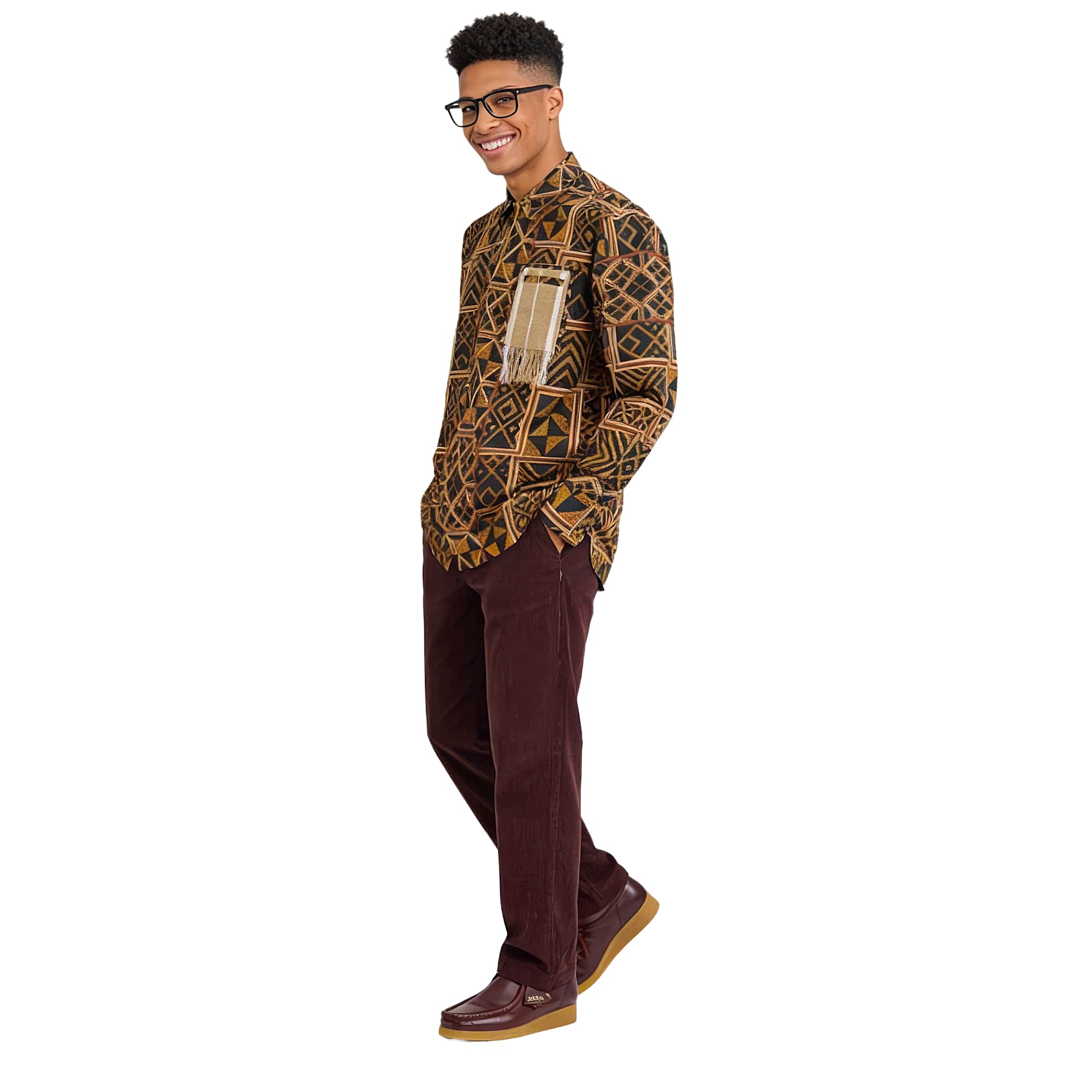 African Print Casual Long Sleeve Shirt