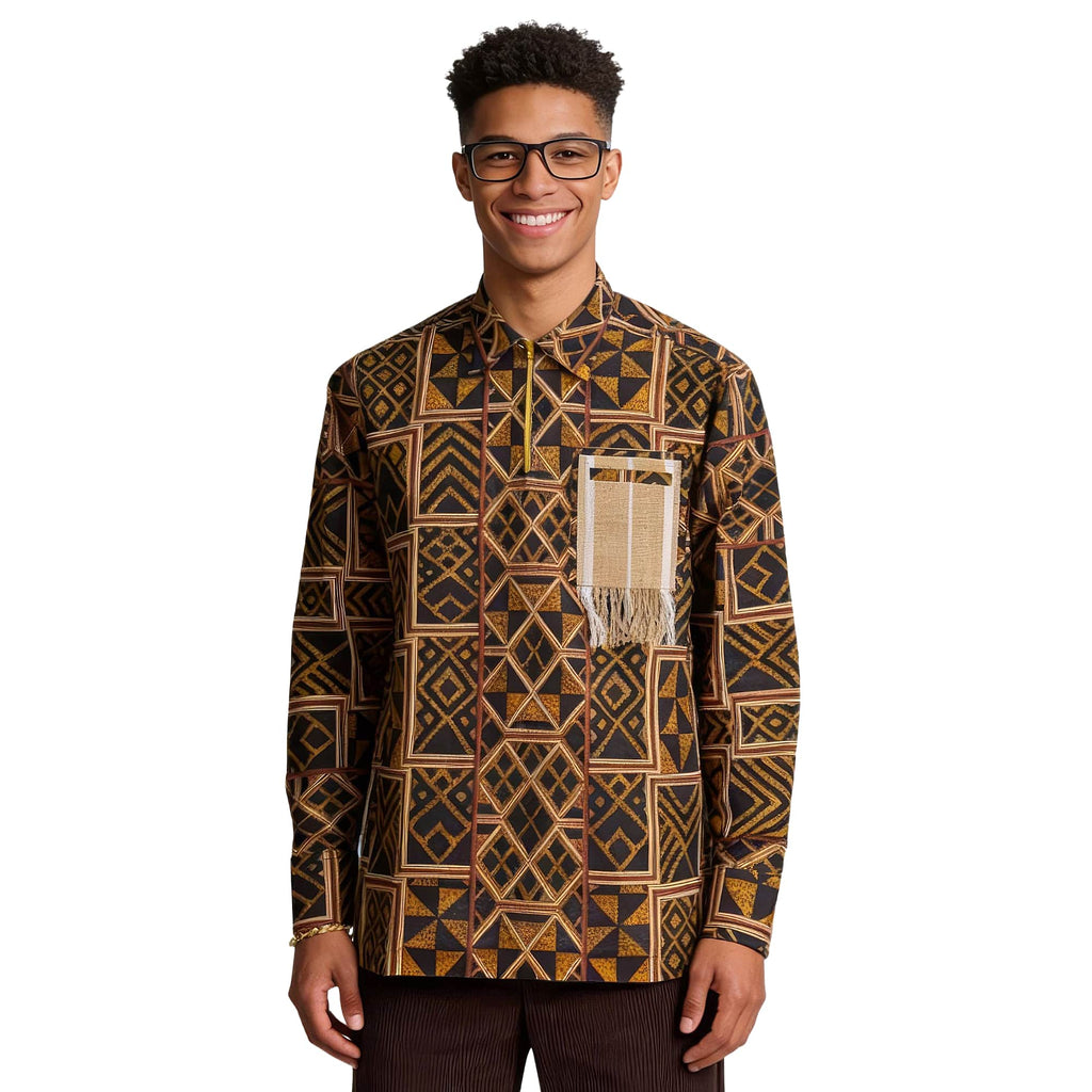 African Print Casual Long Sleeve Shirt