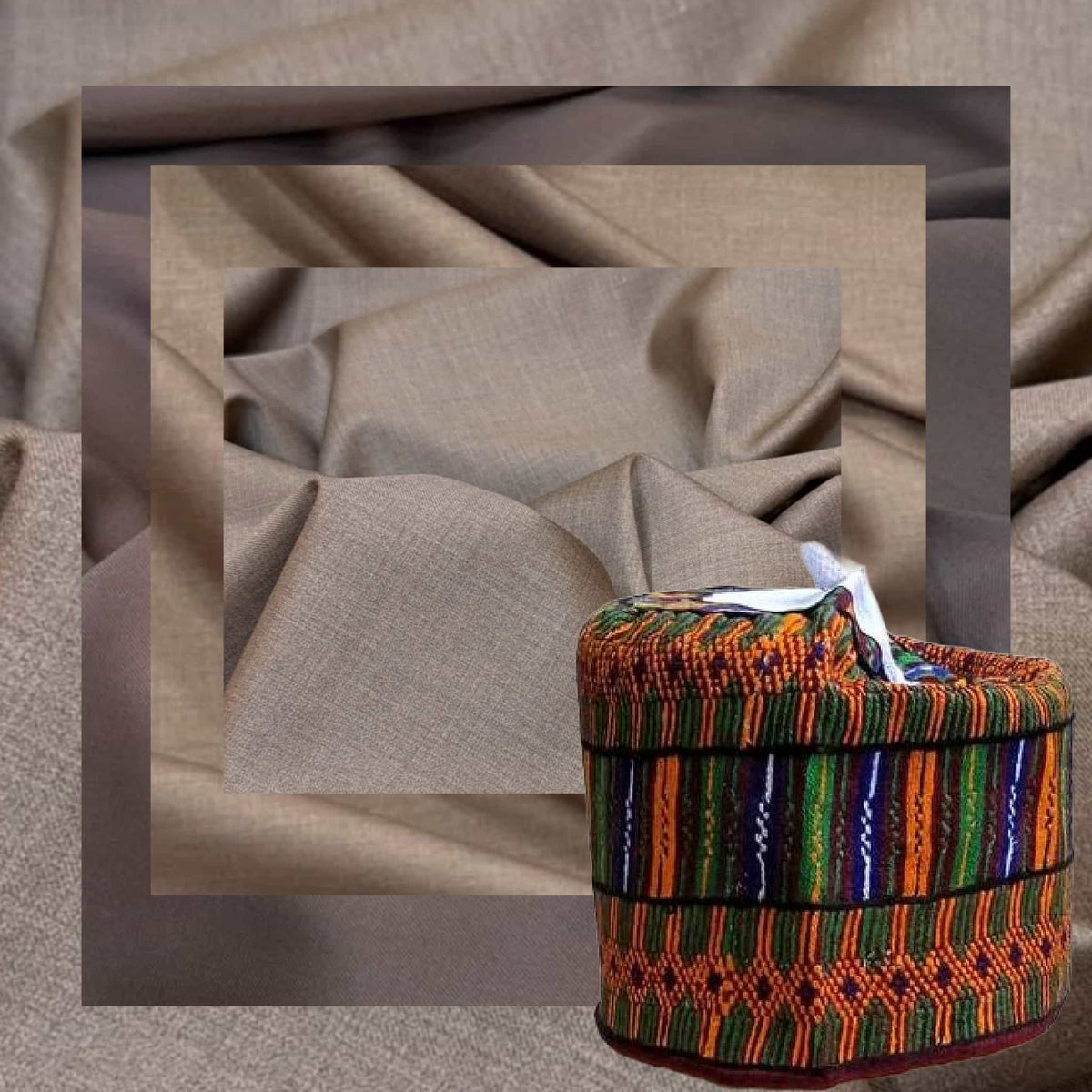 Brown Cashmere Wool Senator Wear with Oman Kufi Hat, Nigerian Kaftan Two Piece Set, African Traditional Wedding Outfit, Groom Attire for Men