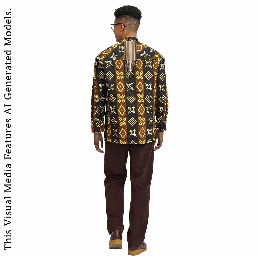 African Print Casual Long Sleeve Shirt
