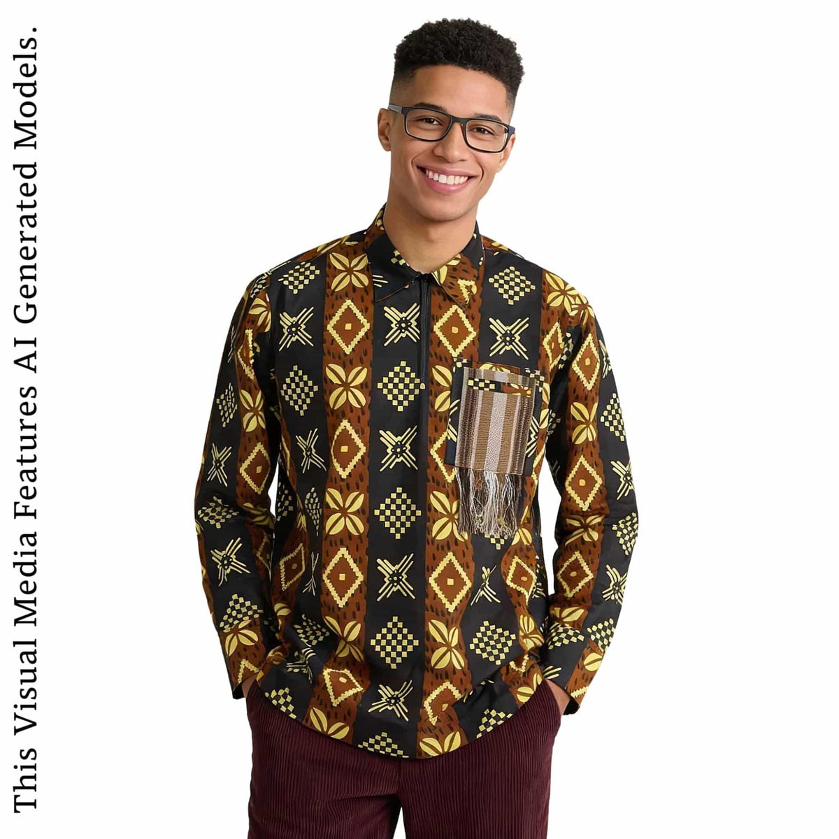 African Print Casual Long Sleeve Shirt