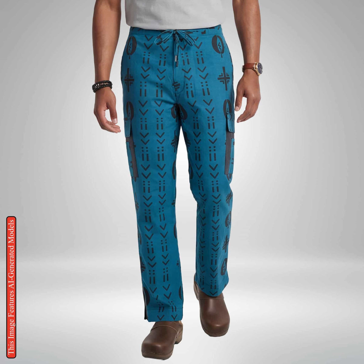 Ankara Cargo Trousers, Bold Tribal Patchwork Print Pants, African Wax Print Bottoms