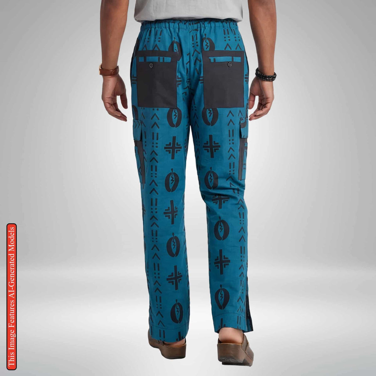 Ankara Cargo Trousers, Bold Tribal Patchwork Print Pants, African Wax Print Bottoms