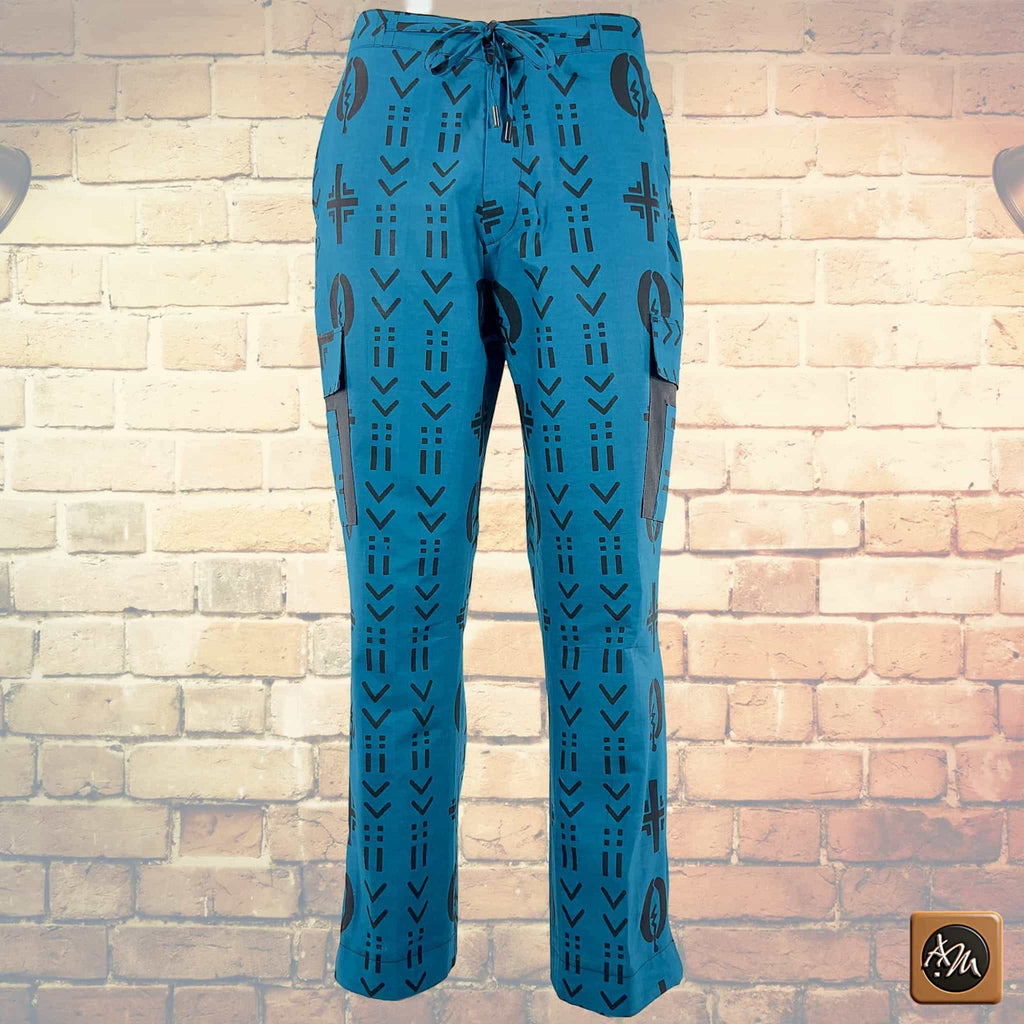 Ankara Cargo Trousers, Bold Tribal Patchwork Print Pants, African Wax Print Bottoms