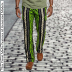 Men's African Print Ankara Trousers, Bold Chevron Tribal Cargo Pants