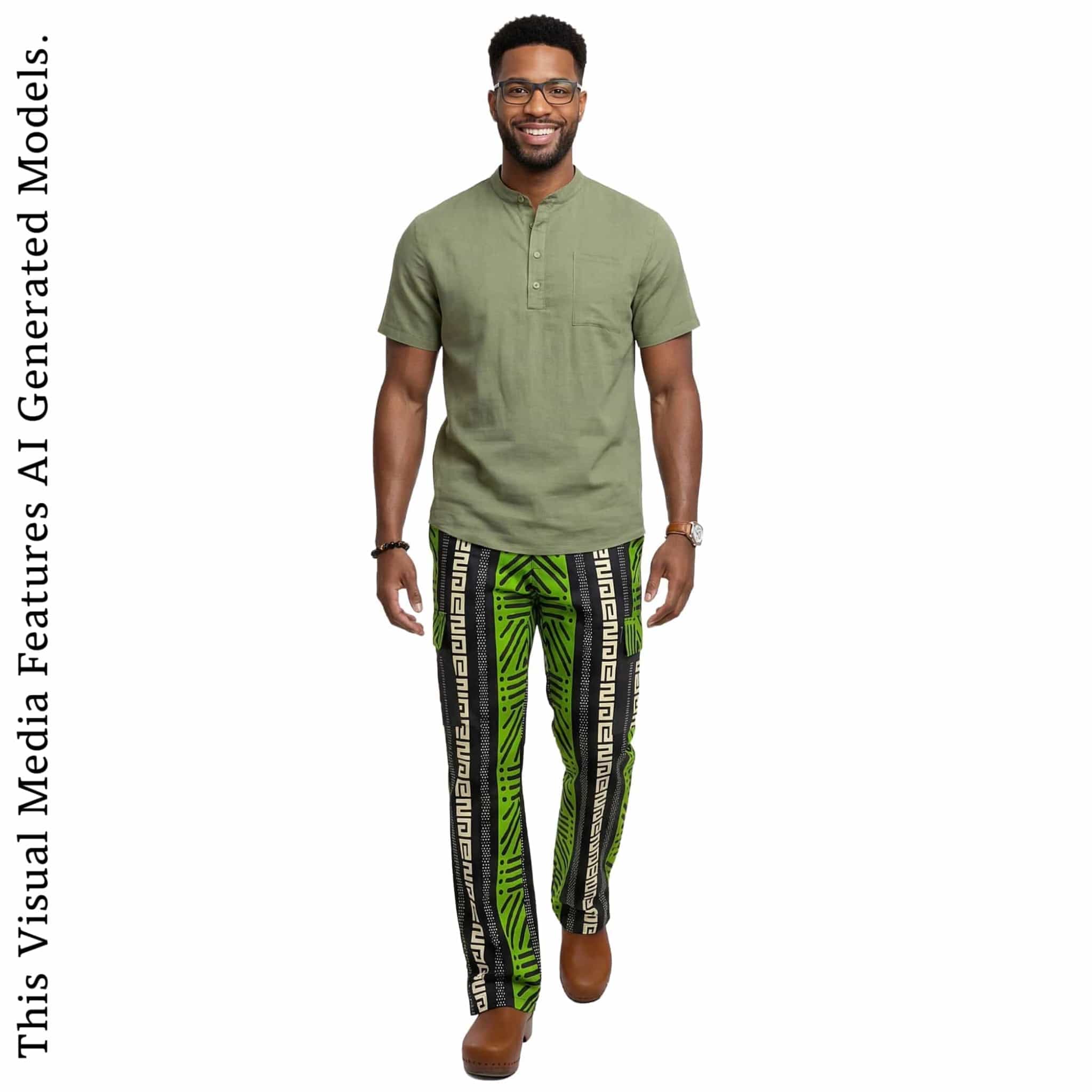 Men's African Print Ankara Trousers, Bold Chevron Tribal Cargo Pants