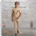 Brown Royal Yoruba Agbada, Beige Groomsmen Kaftan, Nigerian Wedding Menswear