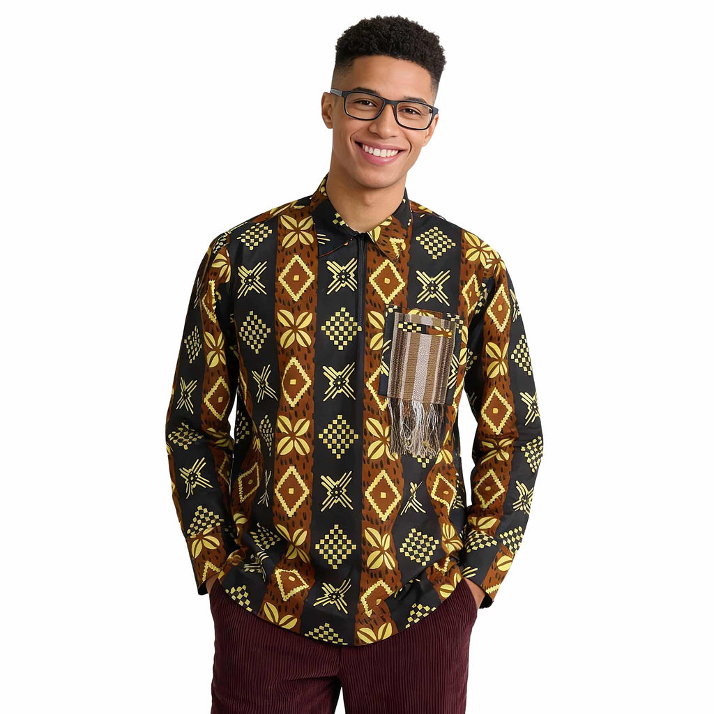 African Print Casual Long Sleeve Shirt