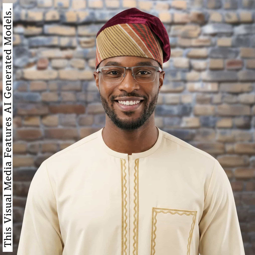ỌWỌADE Embroidered Velvet Yoruba Cap