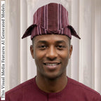 Yoruba Abetiaja Cap, ALAARI Aso Oke Fila, Nigerian Traditional Hat, Tribal Ceremonial Headpiece