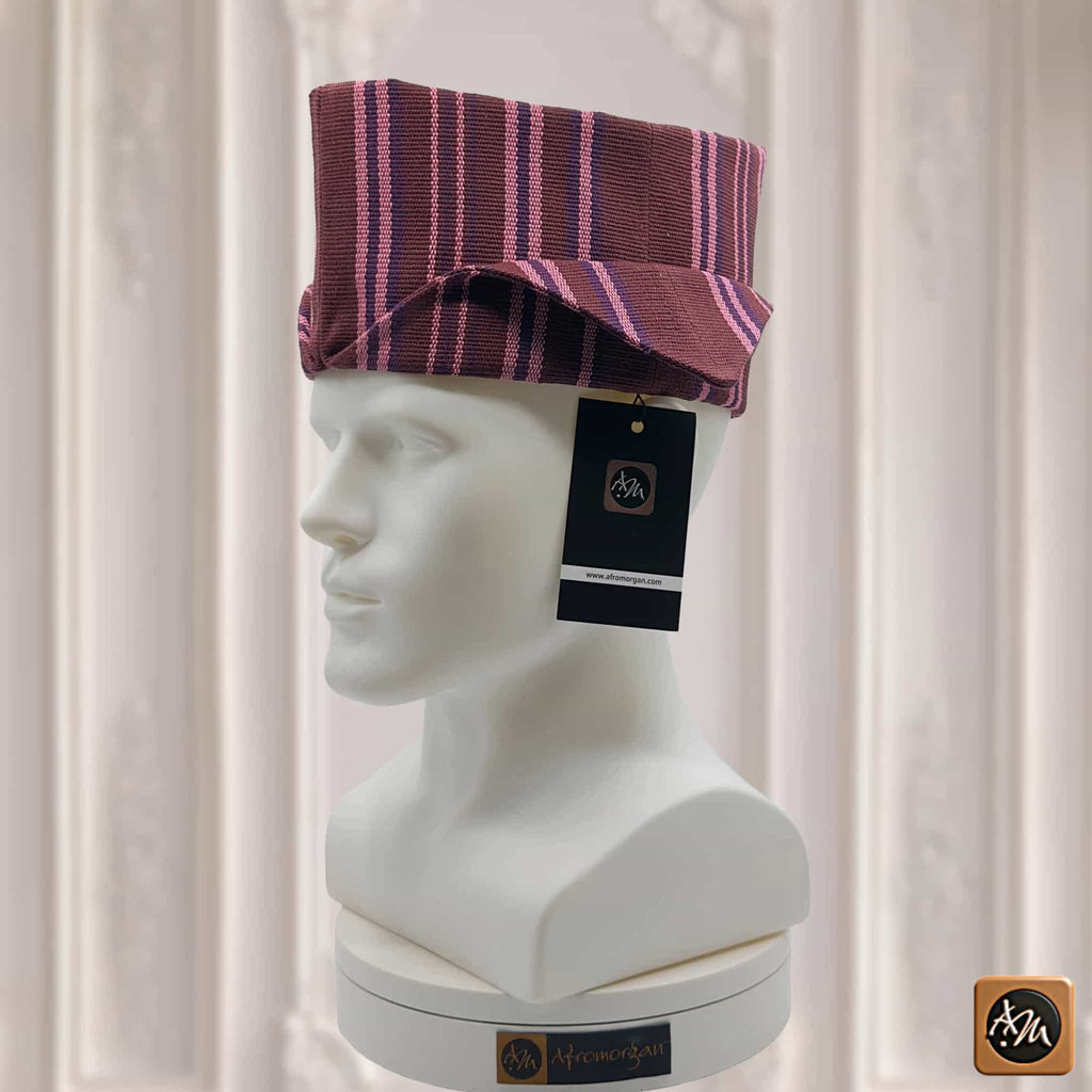 Yoruba Abetiaja Cap, ALAARI Aso Oke Fila, Nigerian Traditional Hat, Tribal Ceremonial Headpiece