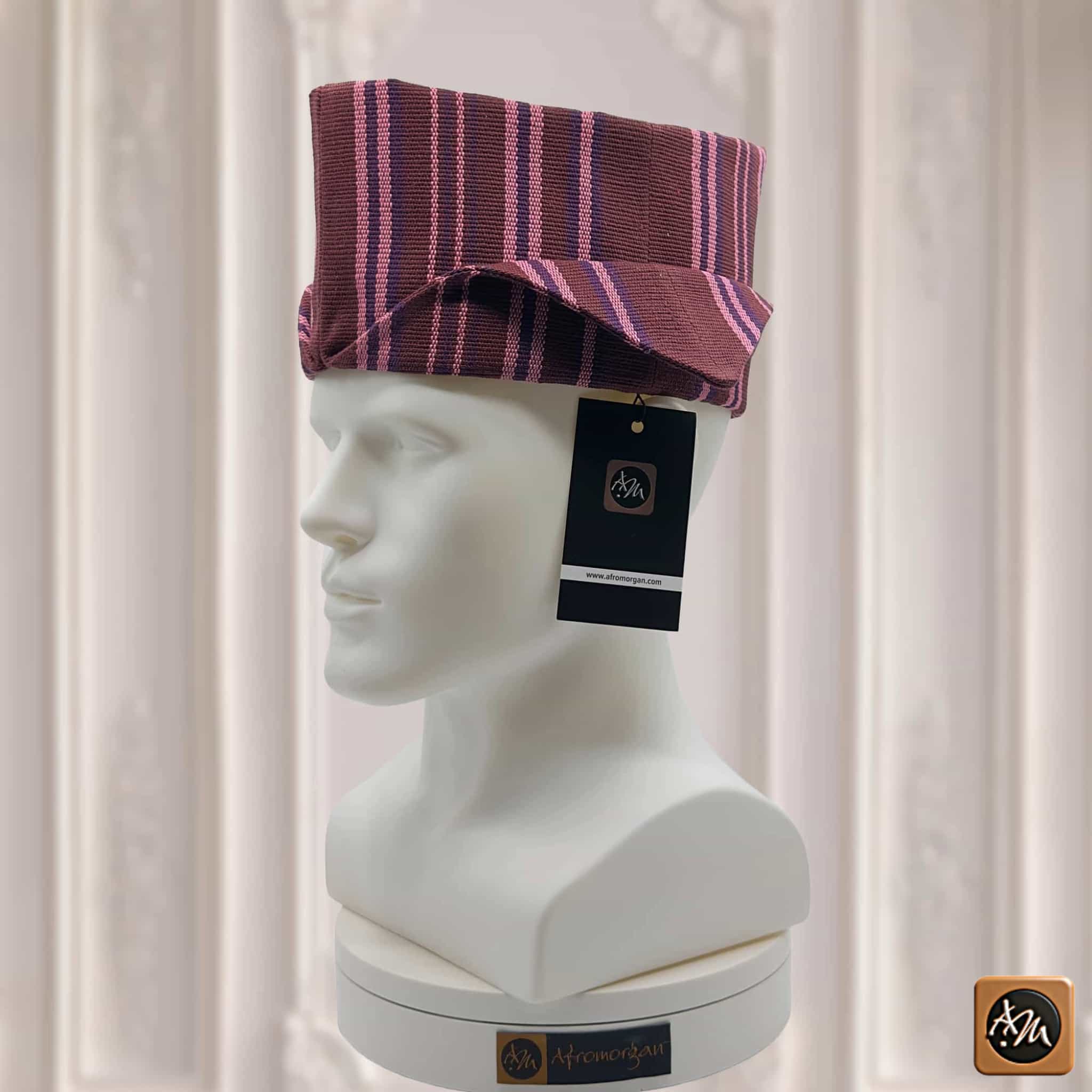 Yoruba Abetiaja Cap, ALAARI Aso Oke Fila, Nigerian Traditional Hat, Tribal Ceremonial Headpiece